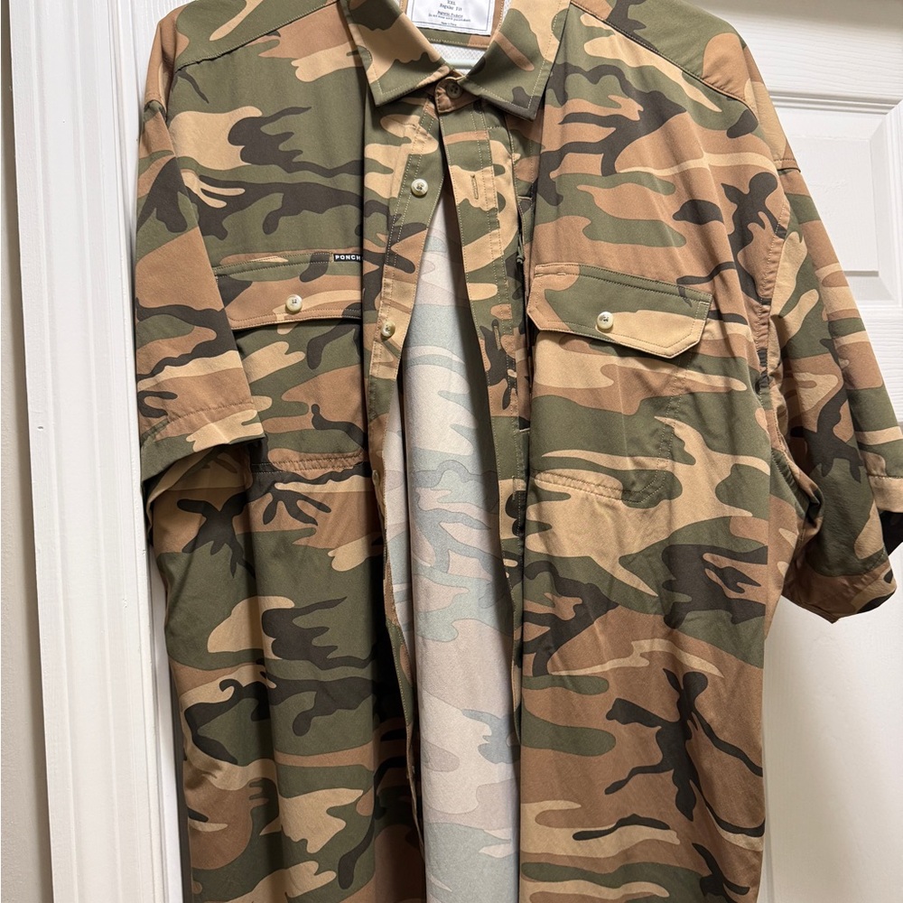 Men's Camo Short-Sleeve Button-Down Shirt - Classic Woodland